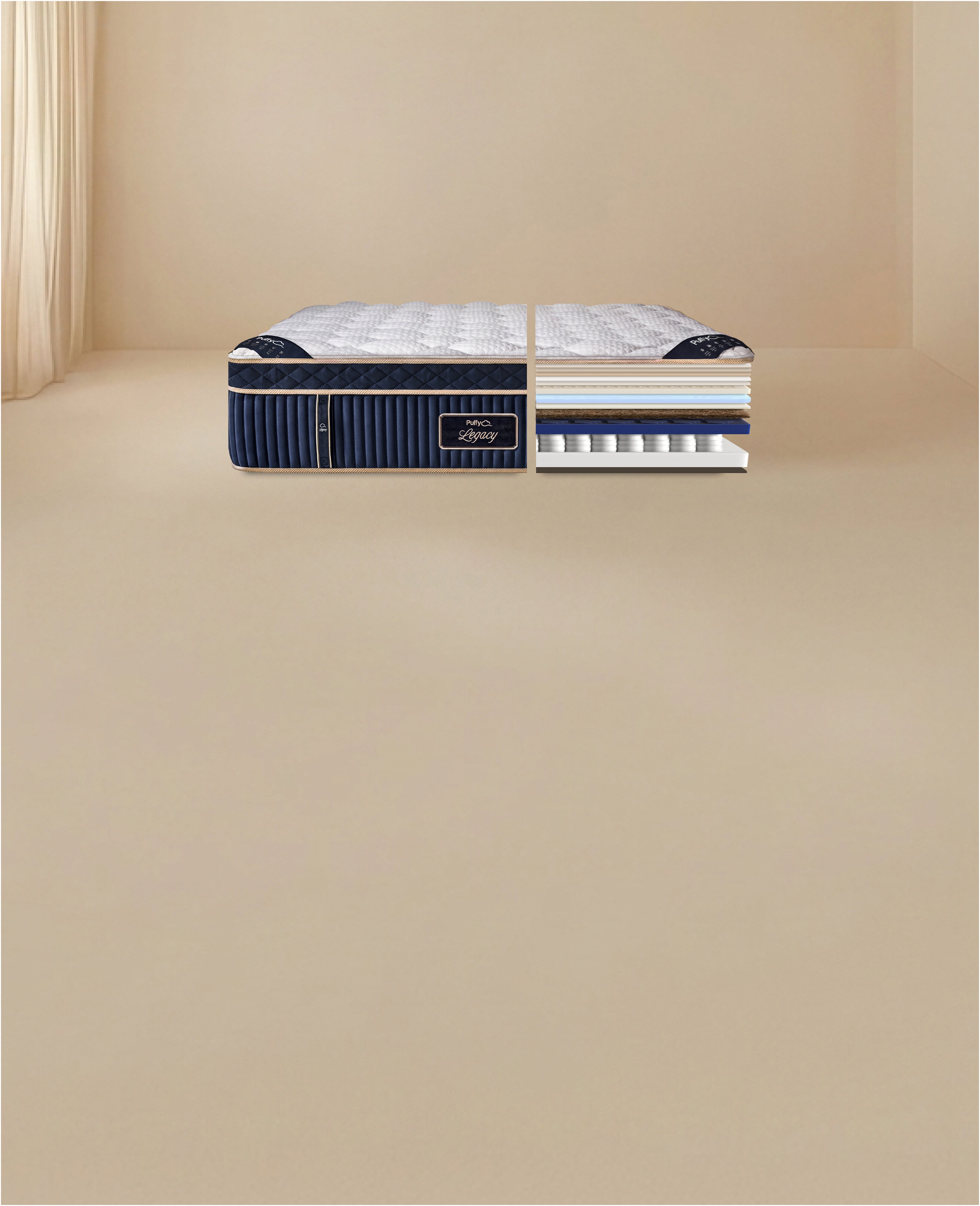 Puffy Legacy Hybrid Mattress manufacturer construction cutaway