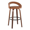 Grotto - Upholstered Fixed-Height Barstool (Set of 2) - Walnut Wood