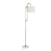 Leslie - 63" Art Deco Metal Floor Lamp - White Marble And Gold Metal With White Linen Shade