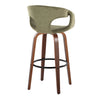 Curvo - 30" Fixed-Height Barstool With Swivel And Round Metal Footrest (Set of 2) - Walnut Wood