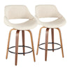 Fabrizzi - Counter Stool (Set of 2) - Walnut And Cream Fabric