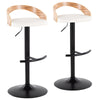 Grotto - Adjustable Barstool - Black Metal, Zebra Wood
