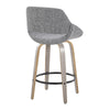 Fabrizzi - 26" Fixed-Height Counter Stool With Swivel And Round Black Metal Footrest (Set of 2) - Light Gray Wood