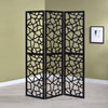 Nailan - 3-Panel Room Divider Folding Screen Open Mosaic - Black