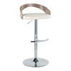 Grotto - Adjustable Barstool - Chrome Metal, Light Grey Wood