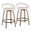 Grotto - Upholstered Fixed-Height Counter Stool (Set of 2) - Whitewashed Wood, White Faux Leather, Black Metal