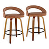 Grotto - 32.5" Upholstered Fixed-Height Counter Stool (Set of 2) - Walnut Wood Base