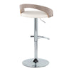 Grotto - Adjustable Barstool - Chrome Metal, Light Grey Wood