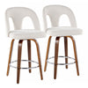 Ava - Upholstered Fixed-Height Barstool (Set of 2) - Walnut Wood Base