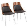 Anabelle - Dining / Accent Chair (Set of 2) - Chrome Metal, Walnut Wood