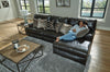Como - 3 Piece Italian Leather Match Reclining Sectional