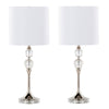 Clara - 26" Table Lamp (Set of 2) - Clear Crystal And Polished Nickel With White Linen Shade