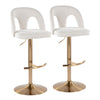 Ava - Upholstered Adjustable Barstool (Set of 2) - Gold Base
