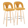 Ava - Upholstered Fixed-Height Barstool (Set of 2) - Natural Wood Base