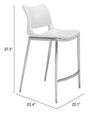 Ace Counter Stool (Set of 2) White & Silver — Set of 2