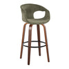 Curvo - 30" Fixed-Height Barstool With Swivel And Round Metal Footrest (Set of 2) - Walnut Wood