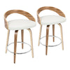 Grotto - Counter Stool With Swivel (Set of 2) - Zebra Wood And White Faux Leather