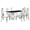 Antoine 7-piece Black Tempered Glass Dining Set Cream White Chairs — product view 2