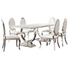 Antoine 7-piece White Tempered Glass Dining Set Cream White Chairs — product view 2