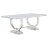 Antoine 7-piece White Tempered Glass Dining Set Cream White Chairs — product view 3