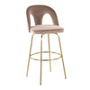 Ava - Upholstered Fixed-Height Barstool (Set of 2) - Gold Base