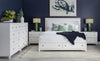 Summerland Upholstered Bed with Storage — California King / Pure White