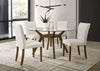 Paxton 5-Piece Round Glass Top Dining Set with Beige Parsons Chairs — product view 1