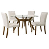 Paxton 5-Piece Round Glass Top Dining Set with Beige Parsons Chairs — product view 2