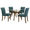 Paxton 5-Piece Round Glass Top Dining Set with Teal Blue Parsons Chairs — product view 2