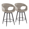 Curvo - 25" Fixed-Height Counter Stool With Swivel And Round Metal Footrest (Set of 2) - Black Metal