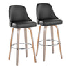 Studded - Marcel Fixed-Height Barstool (Set of 2) - Light Grey Wood
