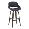 Fabrizzi - 30" Fixed-Height Barstool With Swivel And Round Black Metal Footrest (Set of 2) - Walnut Glazed Wood