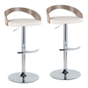 Grotto - Adjustable Barstool - Chrome Metal, Light Grey Wood