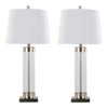 Glacier - 30" Table Lamp (Set of 2) - Clear Glass And Brushed Nickel With White Linen Shade