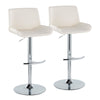 Santi - Upholstered Adjustable Barstool With Swivel And Rounded T Footrest (Set of 2) - Chrome Metal
