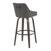 Hannah - 30" Fixed-Height Barstool With Swivel And Round Black Metal Footrest (Set of 2) - Walnut Glazed Wood