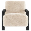 Fitzroy - Faux Fur Upholstered Chair Solid Wood Arms - Latte