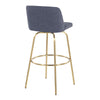 Toriano - 30" Fixed-Height Barstool (Set of 2) - Gold Base