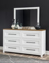 Franklin Mirror — Harvest Oak Tops, Natural White Base, Aged Black Accents