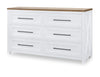 Franklin 68-inch Dresser — Harvest Oak Tops, Natural White Base, Aged Black Accents
