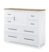Franklin Bureau Chest — Harvest Oak Tops, Natural White Base, Aged Black Accents
