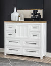 Franklin Bureau Chest — Harvest Oak Tops, Natural White Base, Aged Black Accents