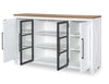 Franklin Credenza — Harvest Oak Tops, Natural White Base, Aged Black Accents