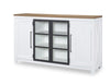 Franklin Credenza — Harvest Oak Tops, Natural White Base, Aged Black Accents