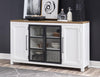 Franklin Credenza — Harvest Oak Tops, Natural White Base, Aged Black Accents