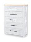 Franklin Drawer Chest — Harvest Oak Tops, Natural White Base, Aged Black Accents