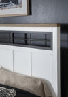 Franklin Two Tone Panel Bed — California King / Harvest Oak Tops, Natural White Base, Aged Black Accents