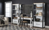 Franklin Etagere — Harvest Oak Tops, Natural White Base, Aged Black Accents