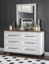 Dutton Mirror — Natural White with Toasted Coconut Top and Aged Black Base