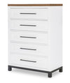 Dutton Five Drawer Chest — Natural White with Toasted Coconut Top and Aged Black Base